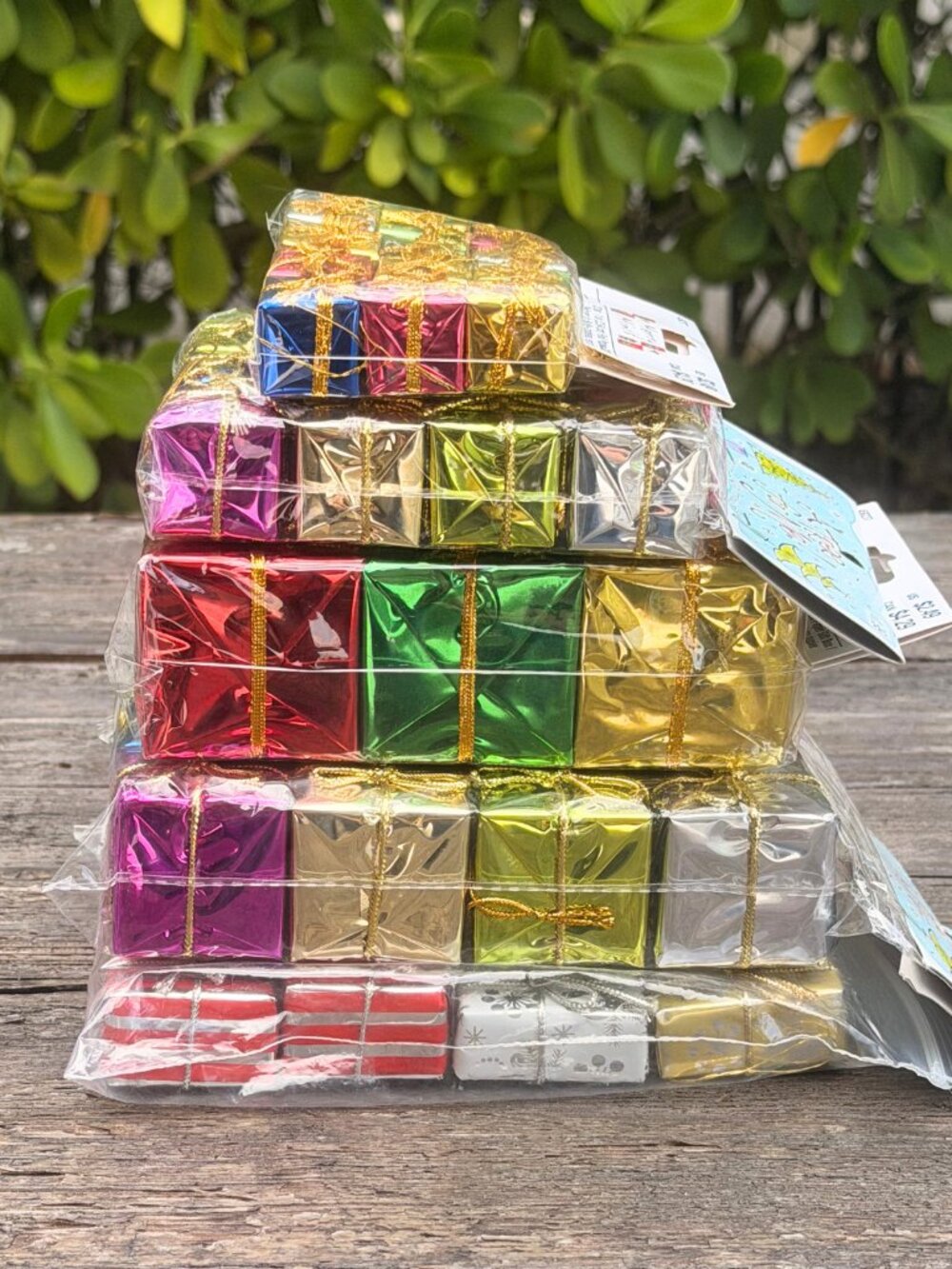 Miniature Lot of NEW Foil Gifts Boxes Dollhouse Mini Christmas Tree Ornaments